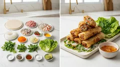 Chả Giò crocante: rolinho primavera vietnamita frito com molho nuoc cham